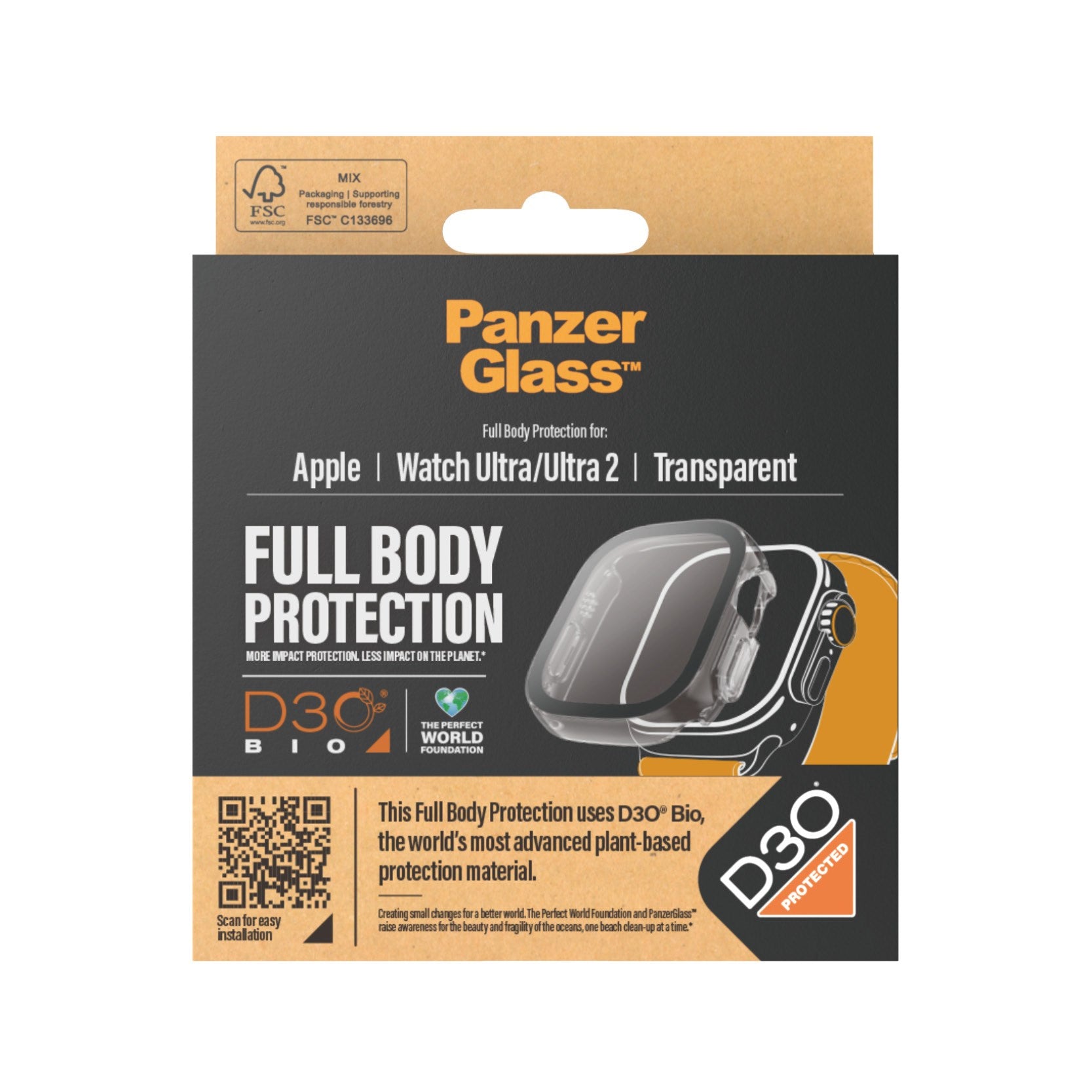 PanzerGlass® Full Body Transparent m. D3O® Apple Watch Ultra | Ultra 2 | 49mm